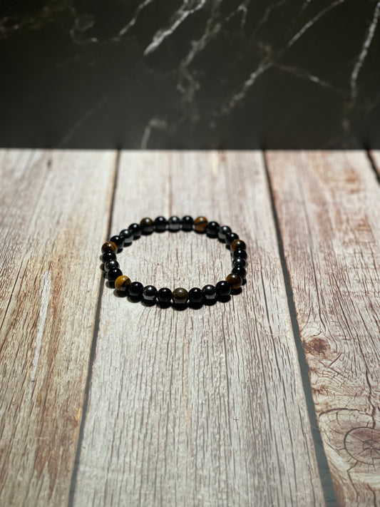 Tigers Eye/Black Obsidian/Hematite Bracelet